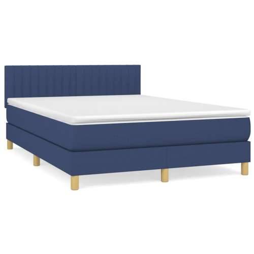 Krevet s oprugama i madracem plavi 140 x 190 cm od tkanine - Plava 140 x 190 cm Okomite pruge Cijena