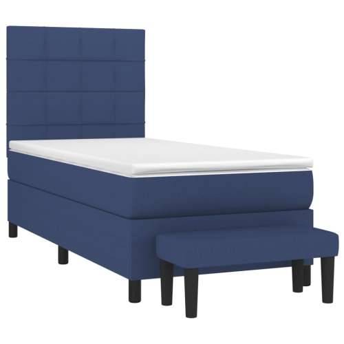 Krevet s oprugama i madracem plavi 80x200 cm od tkanine - Plava 80 x 200 cm Blok s kvadratima Cijena