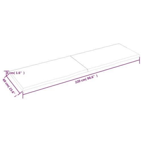 Kupaonska radna ploča svjetlosmeđa 220x60x(2-4) cm masivno drvo - Svjetlosmeđa 220 x 60 x 4 cm Cijena