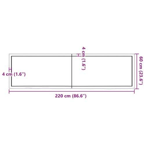 Kupaonska radna ploča svjetlosmeđa 220x60x(2-4) cm masivno drvo - Svjetlosmeđa 220 x 60 x 4 cm Cijena