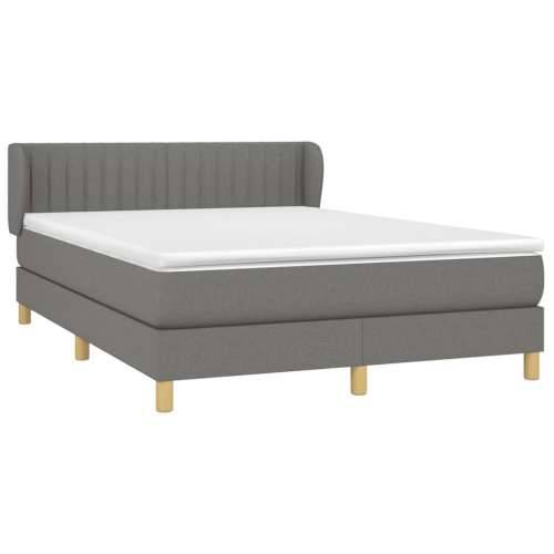 Krevet s oprugama i madracem tamnosivi 140x190 cm od tkanine - Tamno siva 140 x 190 cm Okomite pruge Cijena