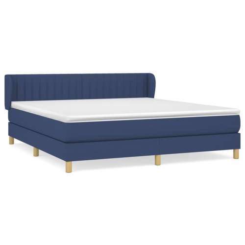 Krevet s oprugama i madracem plavi 160x200 cm od tkanine - Plava 160 x 200 cm Okomite pruge Cijena