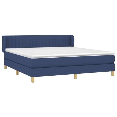 Krevet s oprugama i madracem plavi 160x200 cm od tkanine - Plava 160 x 200 cm Okomite pruge Cijena