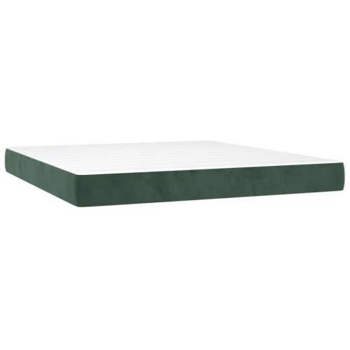 Krevet s oprugama i madracem tamnozeleni 180x200 cm baršunasti - Tamnozelena 180 x 200 cm Blok s kvadratima Cijena