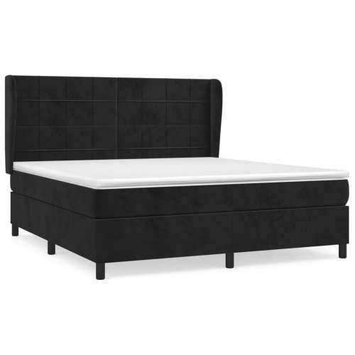Krevet s oprugama i madracem crni 160x200 cm baršunasti - Crna 160 x 200 cm Blok s kvadratima Cijena
