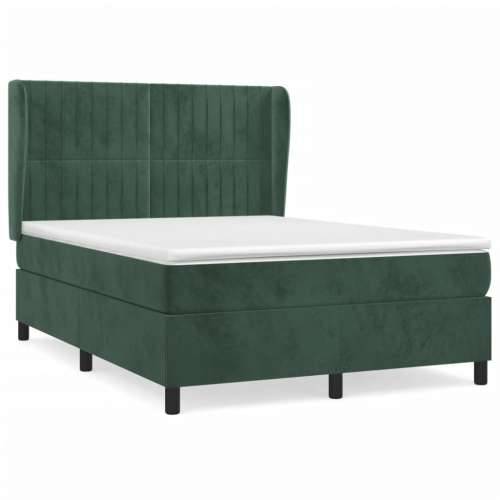 Krevet s oprugama i madracem tamnozeleni 140x190 cm baršunasti - Tamnozelena 140 x 190 cm Okomite pruge Cijena