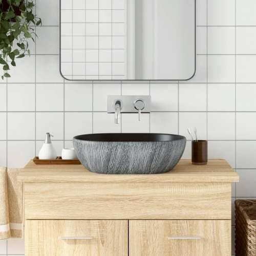 Nadgradni Lavabo - Umivaonik crno-sivi ovalni 47 x 33 x 13 cm keramički - Crna i siva 47 x 33 x 13 cm Cijena