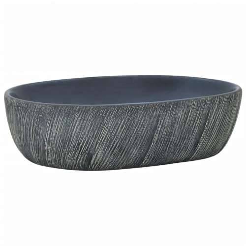 Nadgradni Lavabo - Umivaonik crno-sivi ovalni 47 x 33 x 13 cm keramički - Crna i siva 47 x 33 x 13 cm Cijena