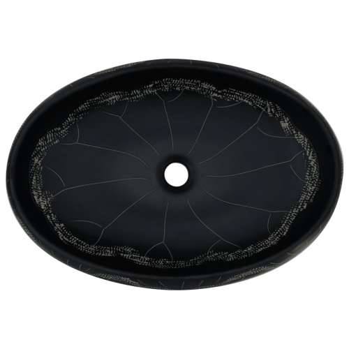 Nadgradni Lavabo - Umivaonik crni ovalni 59x40x15 cm keramički - Crno-bijelo 59 x 40 x 15 cm Cijena