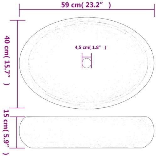 Nadgradni Lavabo - Umivaonik crni ovalni 59x40x15 cm keramički - Crno-bijelo 59 x 40 x 15 cm Cijena