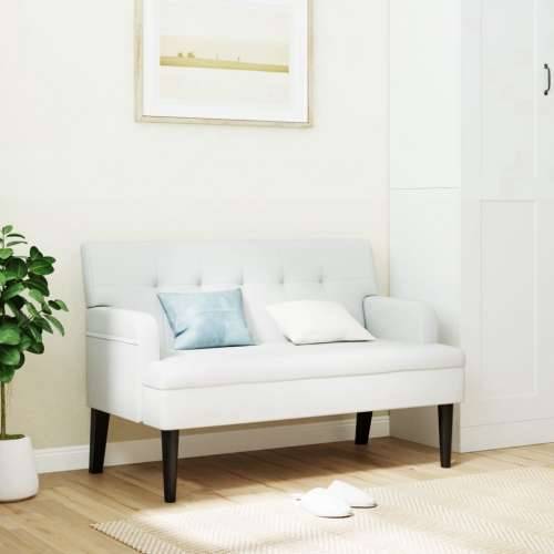Klupa s naslonom bijela 112 x 65,5 x 75 cm od umjetne kože - Bijela Cijena
