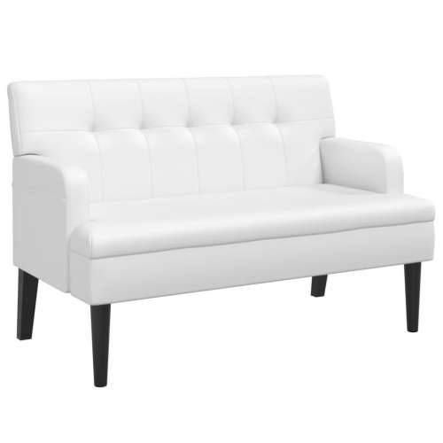Klupa s naslonom bijela 112 x 65,5 x 75 cm od umjetne kože - Bijela Cijena