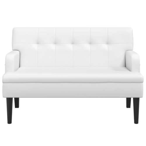 Klupa s naslonom bijela 112 x 65,5 x 75 cm od umjetne kože - Bijela Cijena