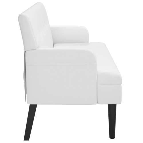 Klupa s naslonom bijela 112 x 65,5 x 75 cm od umjetne kože - Bijela Cijena
