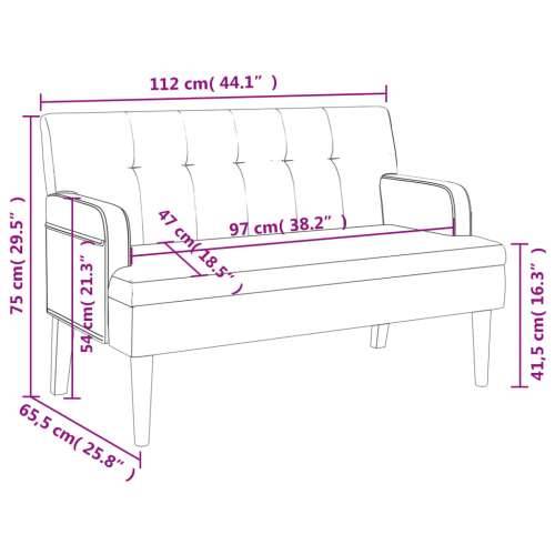 Klupa s naslonom bijela 112 x 65,5 x 75 cm od umjetne kože - Bijela Cijena