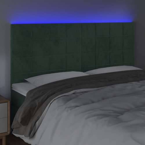 LED uzglavlje tamnozeleno 180x5x118/128 cm baršunasto - Tamnozelena 180 x 5 x 118/128 cm 1 Cijena