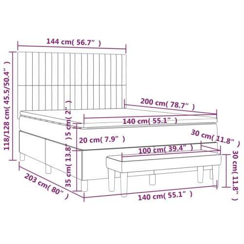 Krevet s oprugama i madracem crni 140x200 cm od tkanine - Crna 140 x 200 cm Okomite pruge Cijena