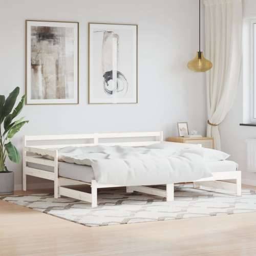 Dnevni krevet na razvlačenje bijeli 90x190 cm masivna borovina - Bijela 90 x 190 cm Cijena