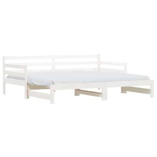 Dnevni krevet na razvlačenje bijeli 90x190 cm masivna borovina - Bijela 90 x 190 cm Cijena