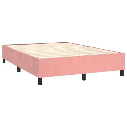Krevet s oprugama i madracem ružičasti 140x190 cm baršunasti - Ružičasta 140 x 190 cm Okomite pruge Cijena