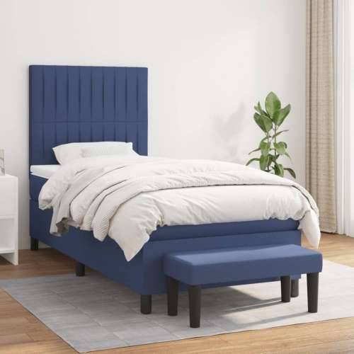 Krevet s oprugama i madracem plavi 80x200 cm od tkanine - Plava 80 x 200 cm Okomite pruge Cijena