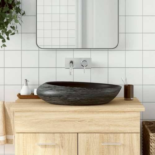 Nadgradni Lavabo - Umivaonik sivo-crni ovalni 59x40x14 cm keramički - Siva i crna 59 x 40 x 14 cm Cijena