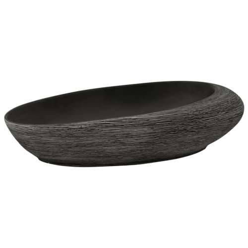 Nadgradni Lavabo - Umivaonik sivo-crni ovalni 59x40x14 cm keramički - Siva i crna 59 x 40 x 14 cm Cijena