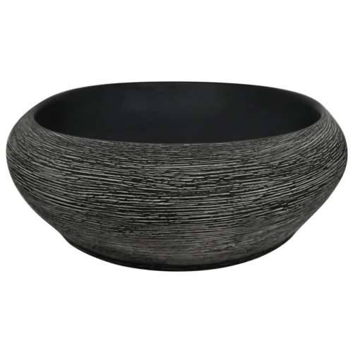 Nadgradni Lavabo - Umivaonik sivo-crni ovalni 59x40x14 cm keramički - Siva i crna 59 x 40 x 14 cm Cijena
