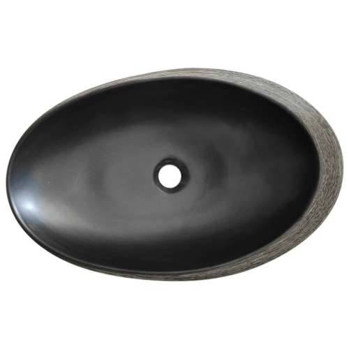 Nadgradni Lavabo - Umivaonik sivo-crni ovalni 59x40x14 cm keramički - Siva i crna 59 x 40 x 14 cm Cijena
