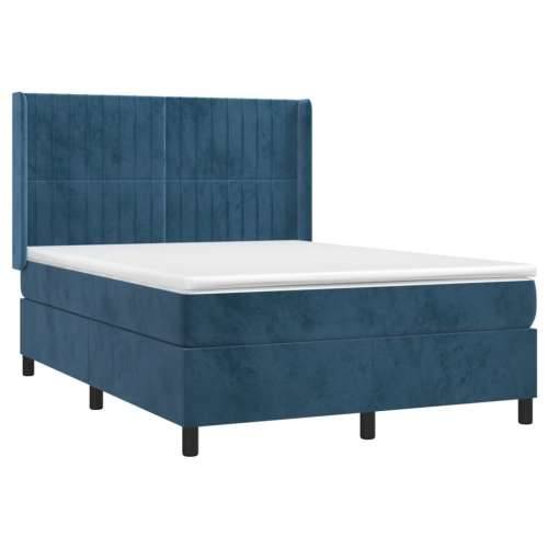 Krevet s oprugama i madracem tamnoplavi 140x190 cm baršunasti - Tamno plava 140 x 190 cm Okomite pruge Cijena