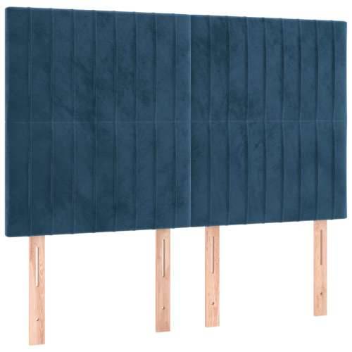 Krevet s oprugama i madracem tamnoplavi 140x190 cm baršunasti - Tamno plava 140 x 190 cm Okomite pruge Cijena
