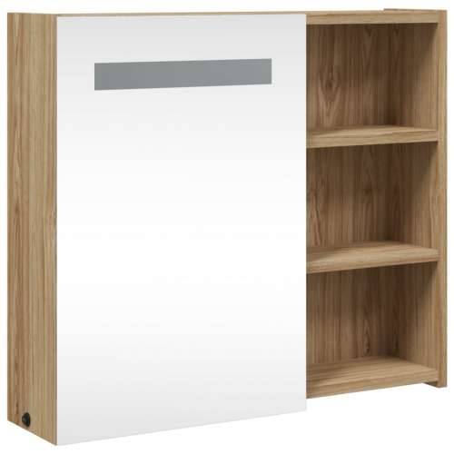 Kupaonski ormarić s ogledalom i LED svjetlom boja hrasta - Boja hrasta 60 x 13 x 52 cm 1 Cijena