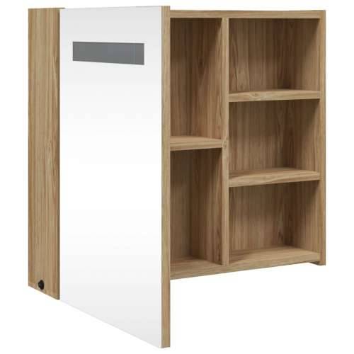 Kupaonski ormarić s ogledalom i LED svjetlom boja hrasta - Boja hrasta 60 x 13 x 52 cm 1 Cijena