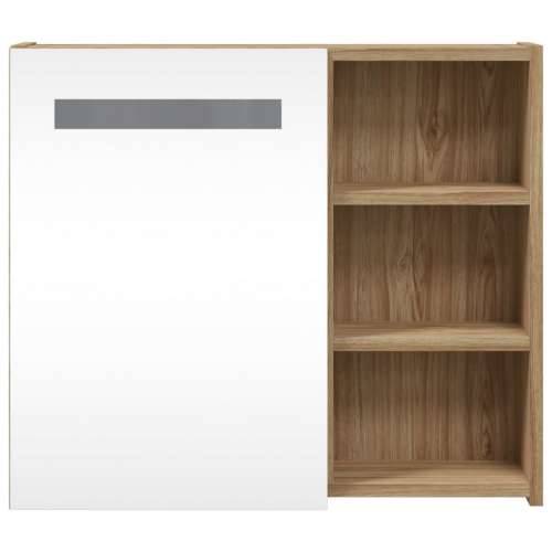 Kupaonski ormarić s ogledalom i LED svjetlom boja hrasta - Boja hrasta 60 x 13 x 52 cm 1 Cijena