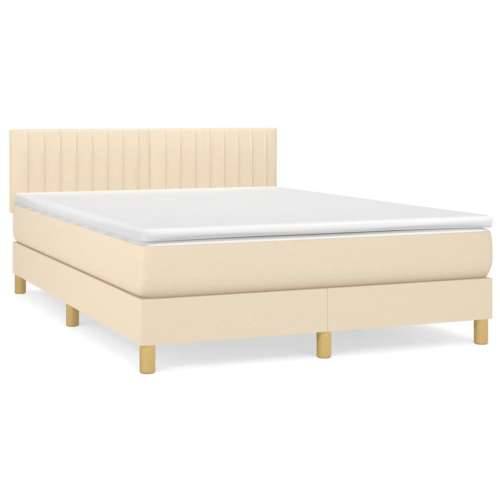 Krevet s oprugama i madracem krem 140 x 190 cm od tkanine - Krema 140 x 190 cm Okomite pruge Cijena