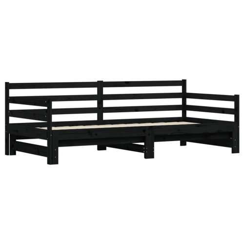 Dnevni krevet na razvlačenje crni 80x200 cm masivna borovina  - Crna 80 x 200 cm Cijena