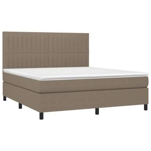 Krevet box spring s madracem LED smeđesivi 160x200 cm tkanina - Sivo-smeđa 160 x 200 cm Okomite pruge Cijena