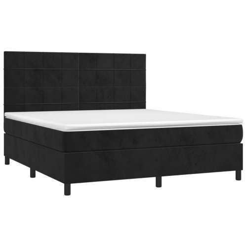 Krevet box spring s madracem LED crni 160x200 cm baršun - Crna 160 x 200 cm Blok s kvadratima Cijena