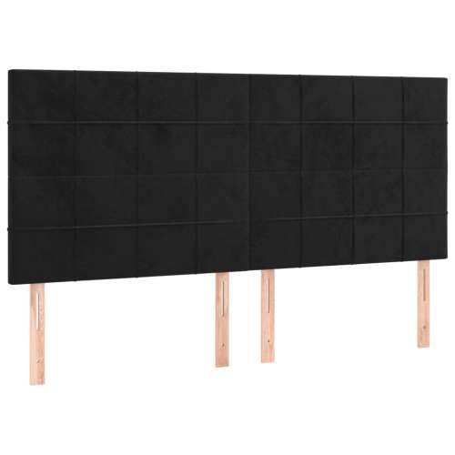 Krevet box spring s madracem LED crni 160x200 cm baršun - Crna 160 x 200 cm Blok s kvadratima Cijena