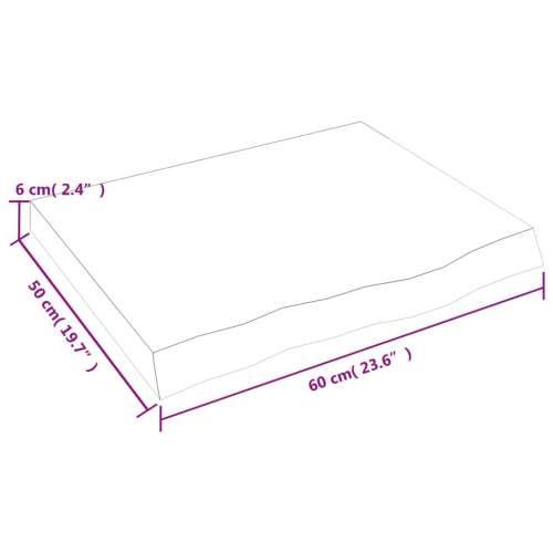 Kupaonska radna ploča svjetlosmeđa 60x50x(2-6) cm masivno drvo - Svjetlosmeđa 60 x 50 x 6 cm Cijena