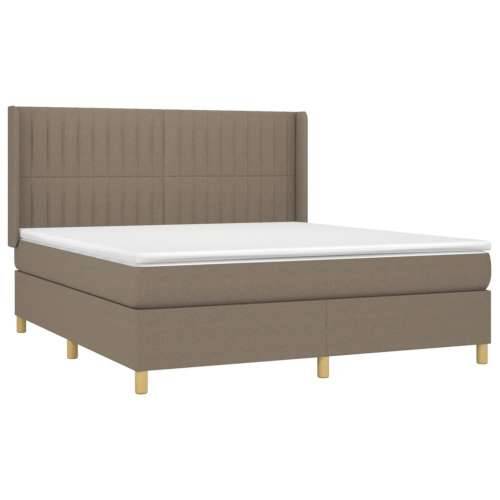 Krevet box spring s madracem LED smeđesivi 160x200 cm tkanina - Sivo-smeđa 160 x 200 cm Okomite pruge Cijena