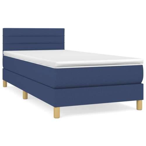 Krevet s oprugama i madracem plavi 90 x 190 cm od tkanine Plava 90 x 190 cm vodoravne pruge Cijena
