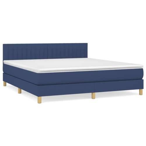 Krevet s oprugama i madracem plavi 160x200 cm od tkanine - Plava 160 x 200 cm Okomite pruge Cijena