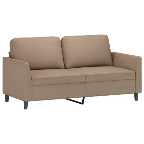 3-dijelni set sofa s jastucima boja cappuccina od umjetne kože - Boja cappuccina s jastučićima i tabureom Cijena