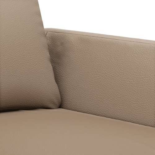 3-dijelni set sofa s jastucima boja cappuccina od umjetne kože - Boja cappuccina s jastučićima i tabureom Cijena