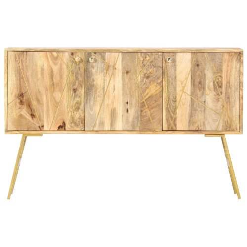 Komoda od masivnog drva manga 118 x 30 x 75 cm - svjetlosmeđa i mjedena 1 Cijena