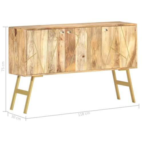 Komoda od masivnog drva manga 118 x 30 x 75 cm - svjetlosmeđa i mjedena 1 Cijena