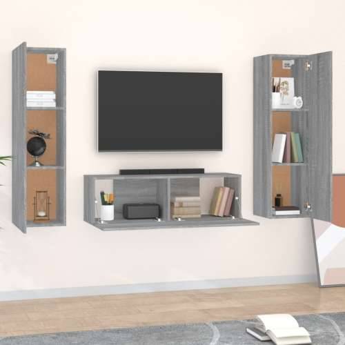 3-dijelni set TV ormarića boja hrasta sonome konstruirano drvo - Sivi hrast sonoma 3 100 cm Cijena