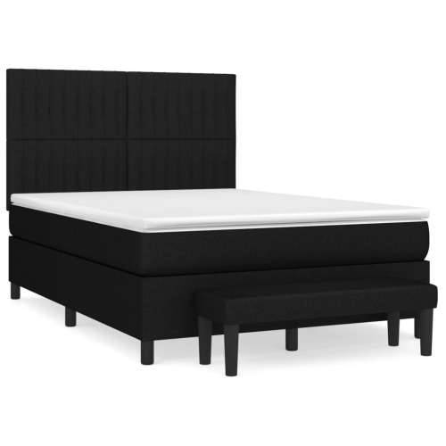 Krevet s oprugama i madracem crni 140 x 190 cm od tkanine - Crna 140 x 190 cm Okomite pruge Cijena