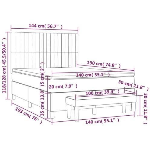 Krevet s oprugama i madracem crni 140 x 190 cm od tkanine - Crna 140 x 190 cm Okomite pruge Cijena